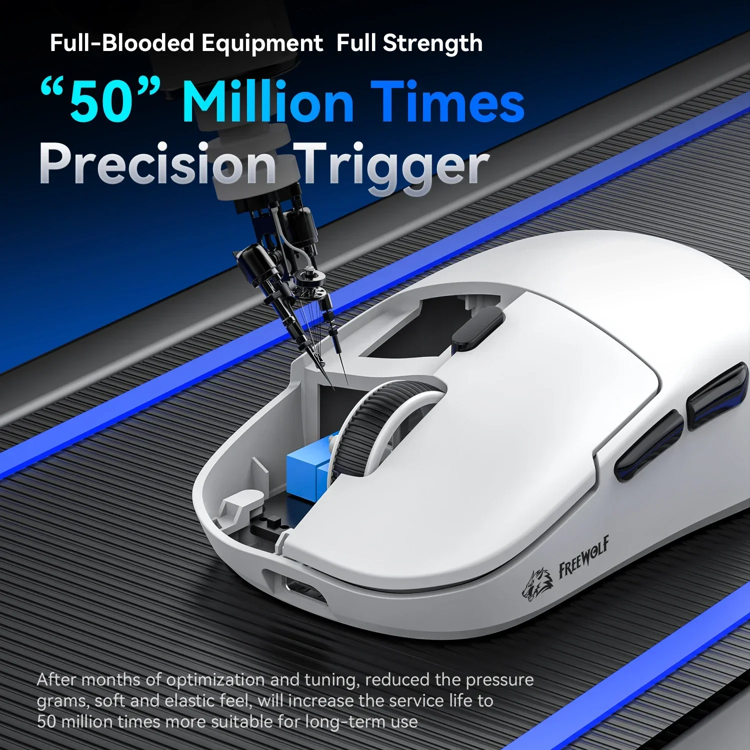 RATÓN LIGHTWEEIGHT FREEWOLF A6, Bluetooth 2,4G con cable, tres modos, pad, PC, portátil, ratón para juegos integral - imagen 2