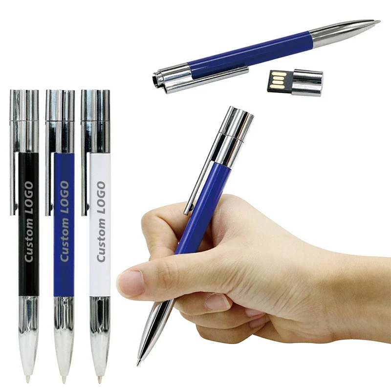 LOGO de grabado láser personalizado gratis, bolígrafo de Metal de Color, modelo USB 2,0, unidad Flash de 4GB, 8GB, 16GB, 32GB, 64GB, 128GB