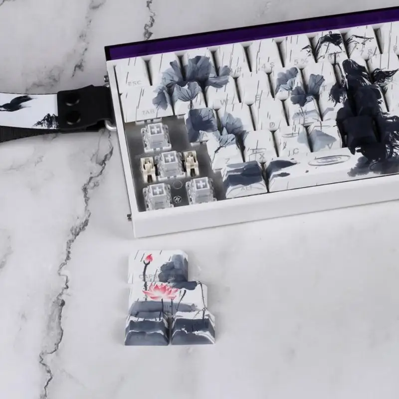 R53C Teclas flores lluvia resistentes desgaste con lado impreso para decoración teclados juegos