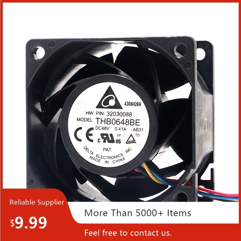 Ventilador axial PWM de alta velocidad de 60 mm para DELTA THB0648BE Potente ventilador de servidor DELTA de 48 V 60 mm 14700 RPM