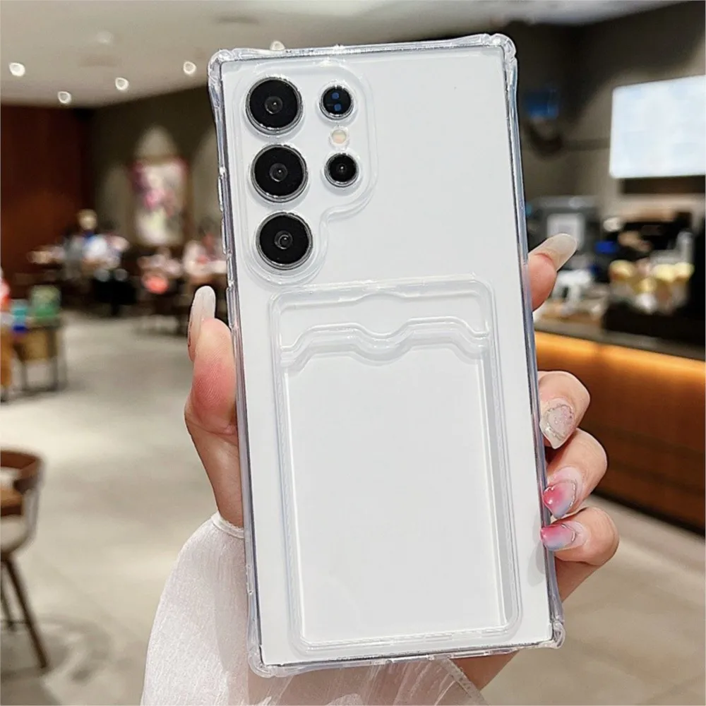 Funda transparente original con tarjetero para Samsung Galaxy S21 S22 S23 S24 Fe Plus S25 Ultra, funda de silicona a prueba de golpes - imagen 4