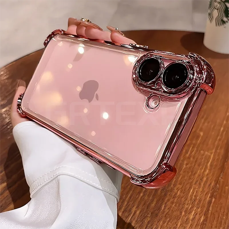 Funda de teléfono transparente a prueba de golpes con revestimiento morado de lujo para iPhone 17 Pro 17 Pro Max Air, funda suave de silicona de cuatro esquinas ﻿ - imagen 5