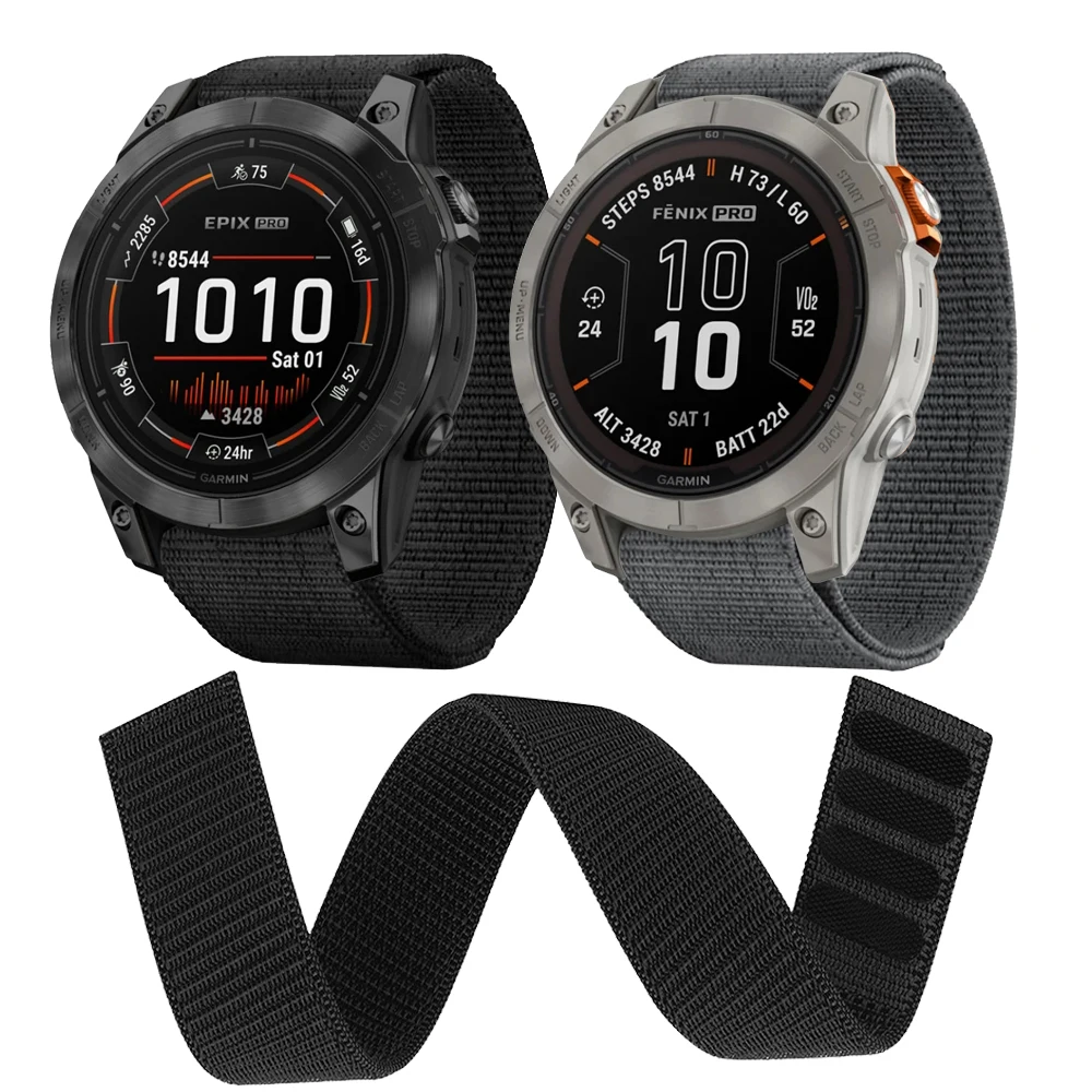 Correa de nailon con gancho de 22mm y 26mm para Garmin Fenix 7 7X Pro/Epix Pro Gen 2 47mm 51mm 5Plus 6XPro Enduro 2 TACTIX DELTA