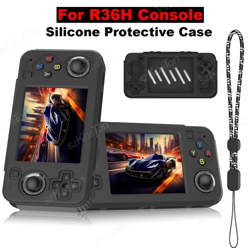 Funda protectora de silicona suave para consola de juegos R36H, cubierta antideslizante a prueba de golpes con cordón para accesorios de mano R36H