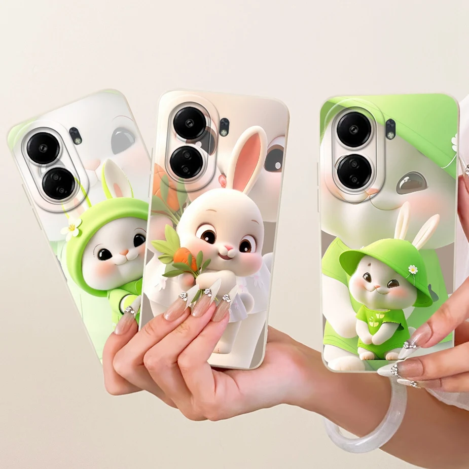 Para Xiaomi Poco C65 funda Redmi 13C 4G lindo conejo cubierta de dibujos animados suave TPU funda de teléfono para Xiaomi Redmi 13C 4G PocoC65 Fundas Coque - imagen 3