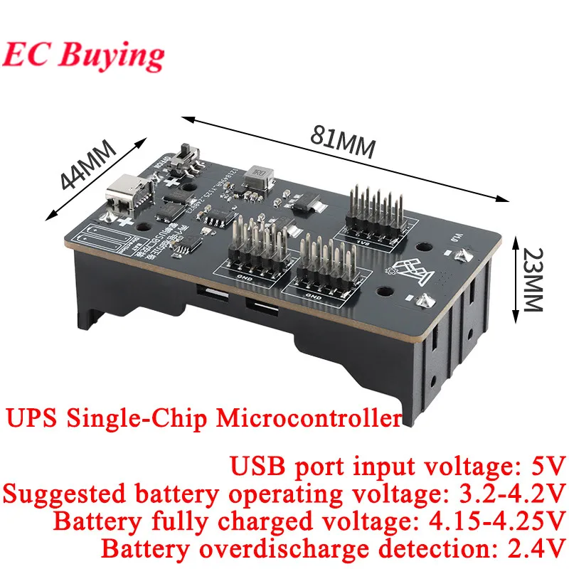 Módulo de alimentación UPS ininterrumpida de un solo chip tipo C carga y descarga de batería de litio 18650 1,8 V 3,3 V 5 V con pantalla LED - imagen 5