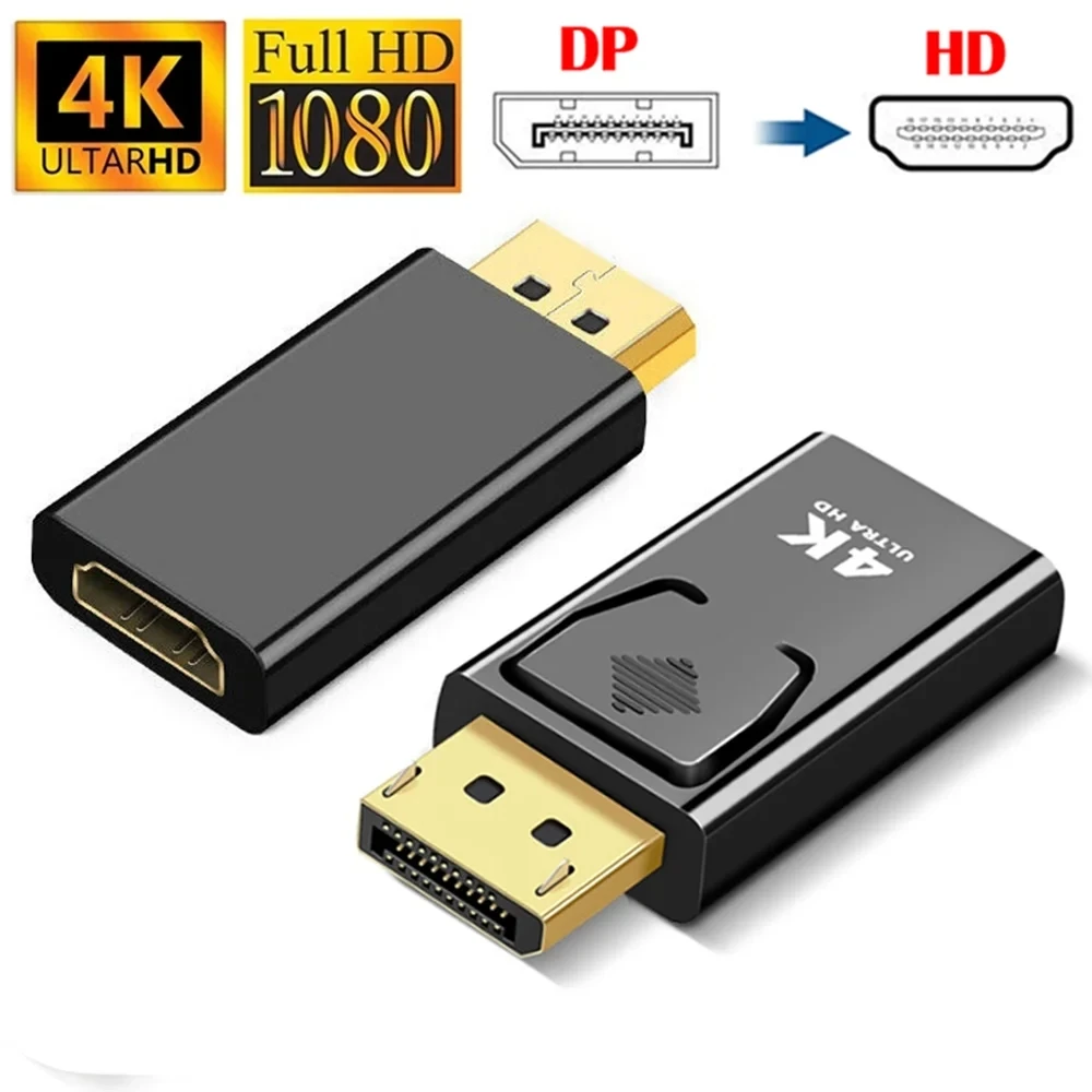 Adaptador Compatible con DisplayPort a HDMI 4K 1080P DP macho a hembra HD TV Cable de Audio y vídeo Compatible con HDMI para PC TV portátil