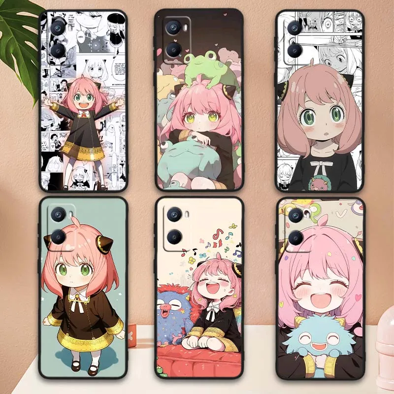 Funda de Anime Anya Forger para OPPO A98 A96 A94 A78 A18 A74 A72 A57 A16 A53 Find X5 X3 Pro Lite funda de teléfono negra