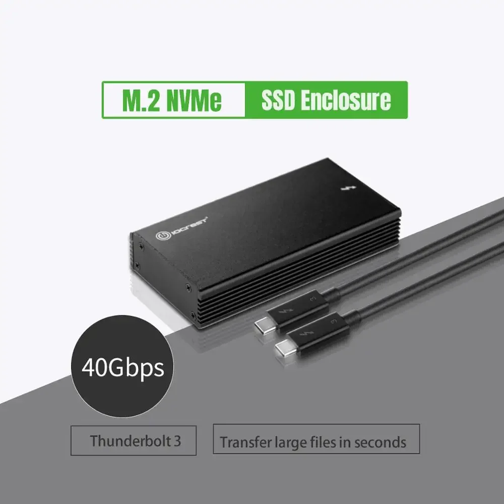 Thunderbolt 3 40Gbps NVME M.2 SSD caja 2TB USB C de aluminio con Cable Thunderbolt 3 C a C de 40Gbps para ordenador portátil de escritorio
