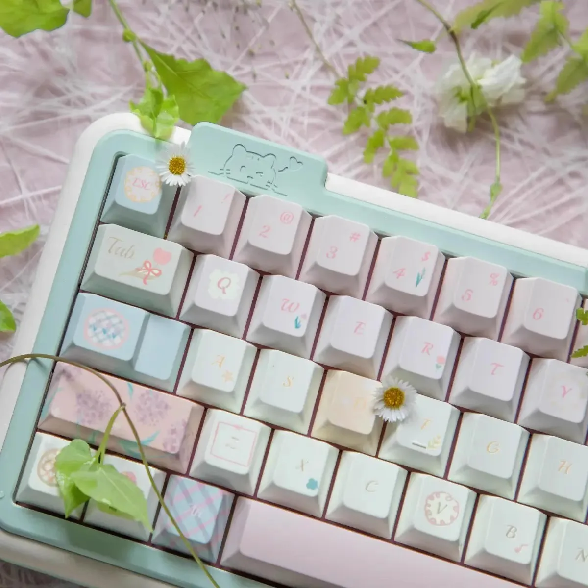 Juego de teclas con tema de porcelana de Jade Qingquan, perfil de cereza PBT, 141 teclas, teclas originales personalizadas hechas a mano para teclado mecánico - imagen 4