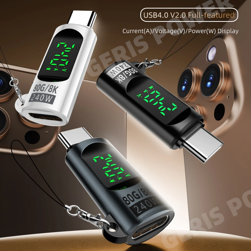 Pantalla digital P ​ D240W USB 4.0 80Gbps Tipo C a C Adaptador 8K@60Hz 5A Conector de cable de carga rápida para MacBook iPhone 16 Pro