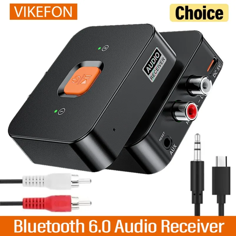 Receptor de Audio Bluetooth 6,0 3,5mm AUX R/L RCA estéreo HIFI música adaptador inalámbrico con micrófono soporte 2 teléfonos para Kit de altavoz para coche