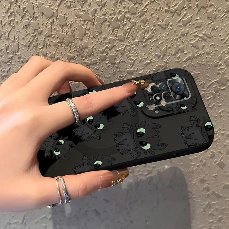Funda para Xiaomi Redmi Note 9 10 11 12 Pro 12s 9S 13 14 Pro Plus 10S 7 8 11s funda negra suave para teléfono dibujos animados lindo dragón - imagen 4