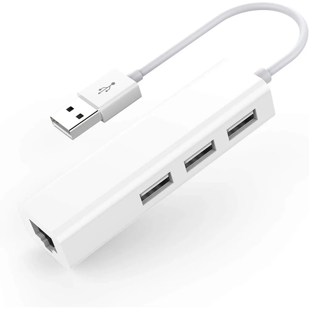 Tarjeta de red Ethernet USB, 3 puertos USB 2,0 de alta velocidad a RJ45, adaptador Ethernet 10/100, controlador gratuito, concentrador USB Lan para Macbook Win