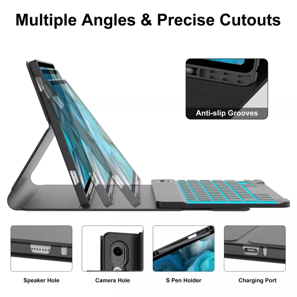 Funda para Samsung Tab S10 FE 10,9 pulgadas 2025, funda para teclado Bluetooth para Galaxy Tab S10 FE 10,9 SM-X520/X526/X526B - imagen 3