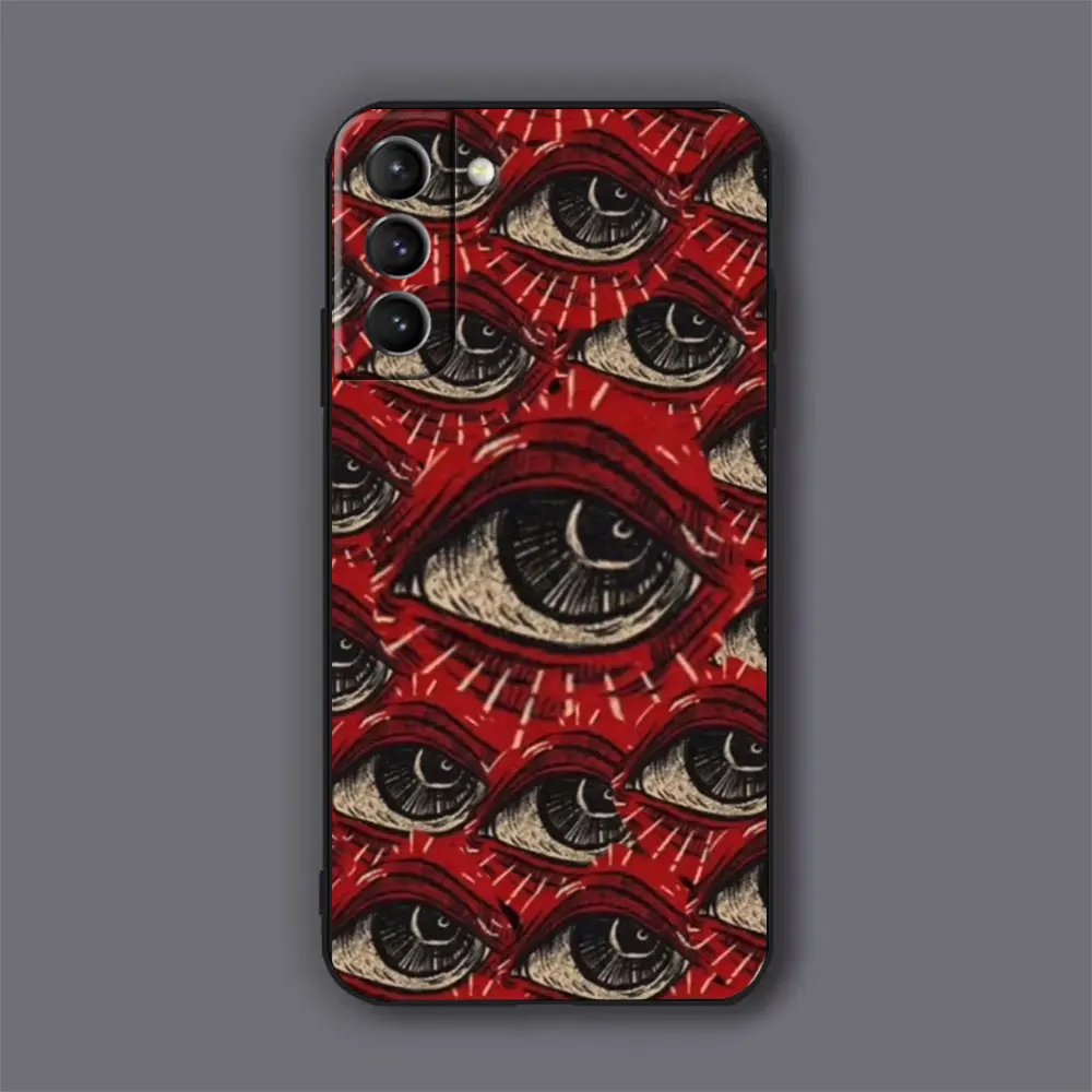 Funda de teléfono con cara de ojo rojo escalofriante para Samsung Galaxy S24 S23 S22 S21 S20 Ultra 5G Fe S10 S10E S9 Plus Lite, cubierta suave negra - imagen 5
