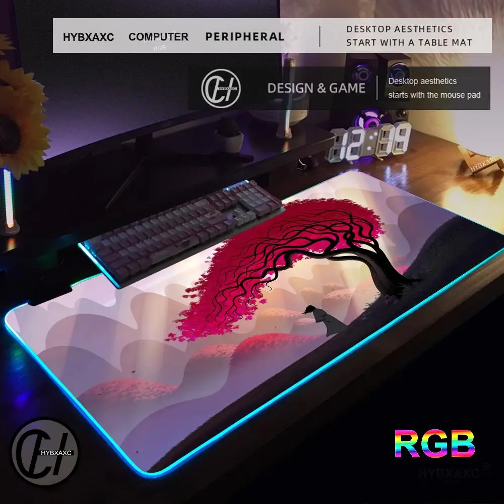 Alfombrilla de ratón para juegos Art Series, alfombrilla de ratón RGB para juegos, alfombrilla de escritorio HD para Gamer, luz LED grande XXL 900X400X3mm - imagen 3