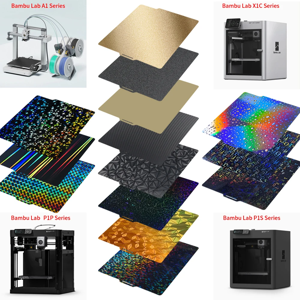 Para bambulab P1S placa de construcción hoja de acero de resorte hoja lisa Pei 257mm pey pet peo placa de construcción laboratorio de bambú P1 X1 X1C P1P actualizaciones - imagen 2