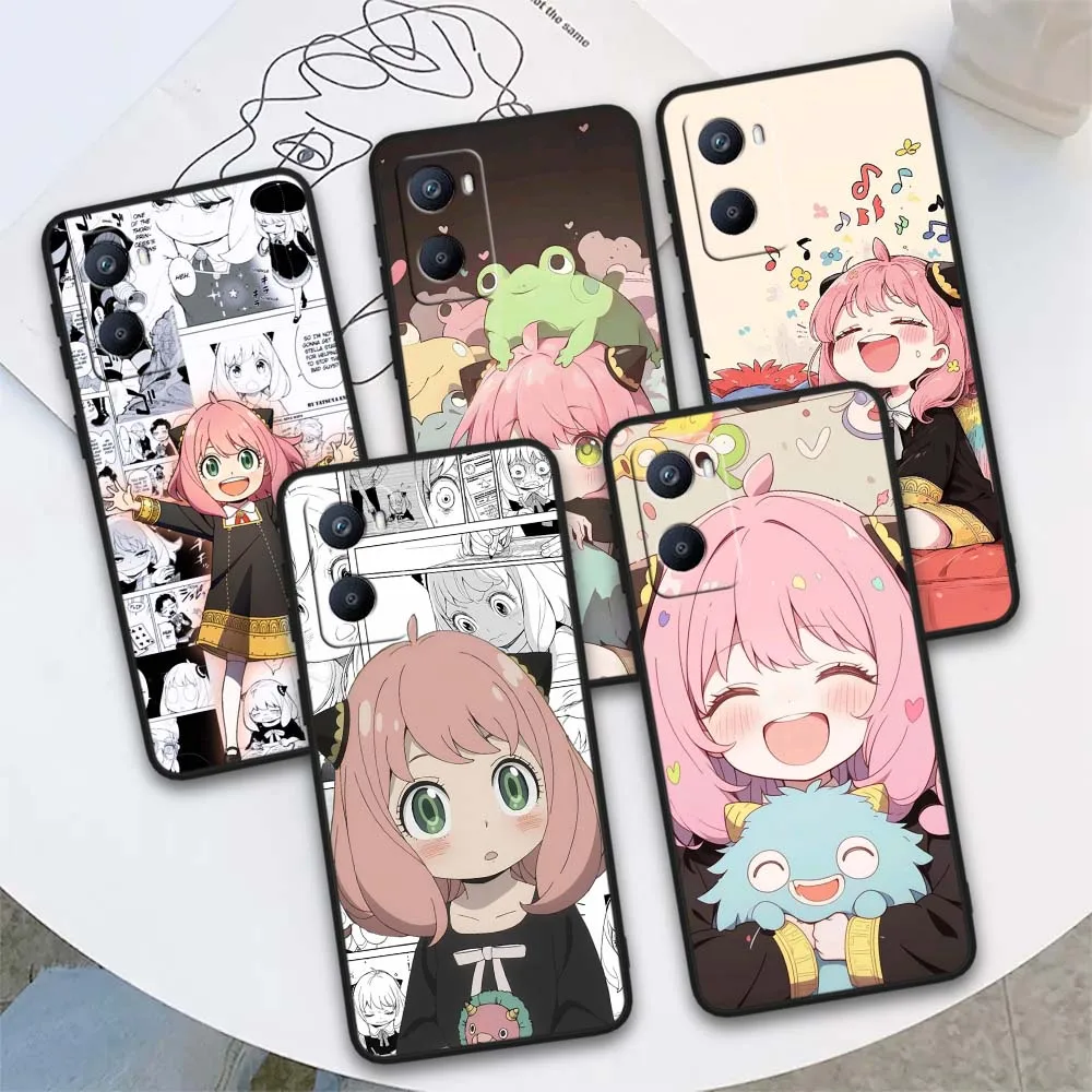 Funda de Anime Anya Forger para OPPO Reno 12 11 F 10 8 7 6 5 4 Z T Lite Plus Pro 4G 5G funda de teléfono negra