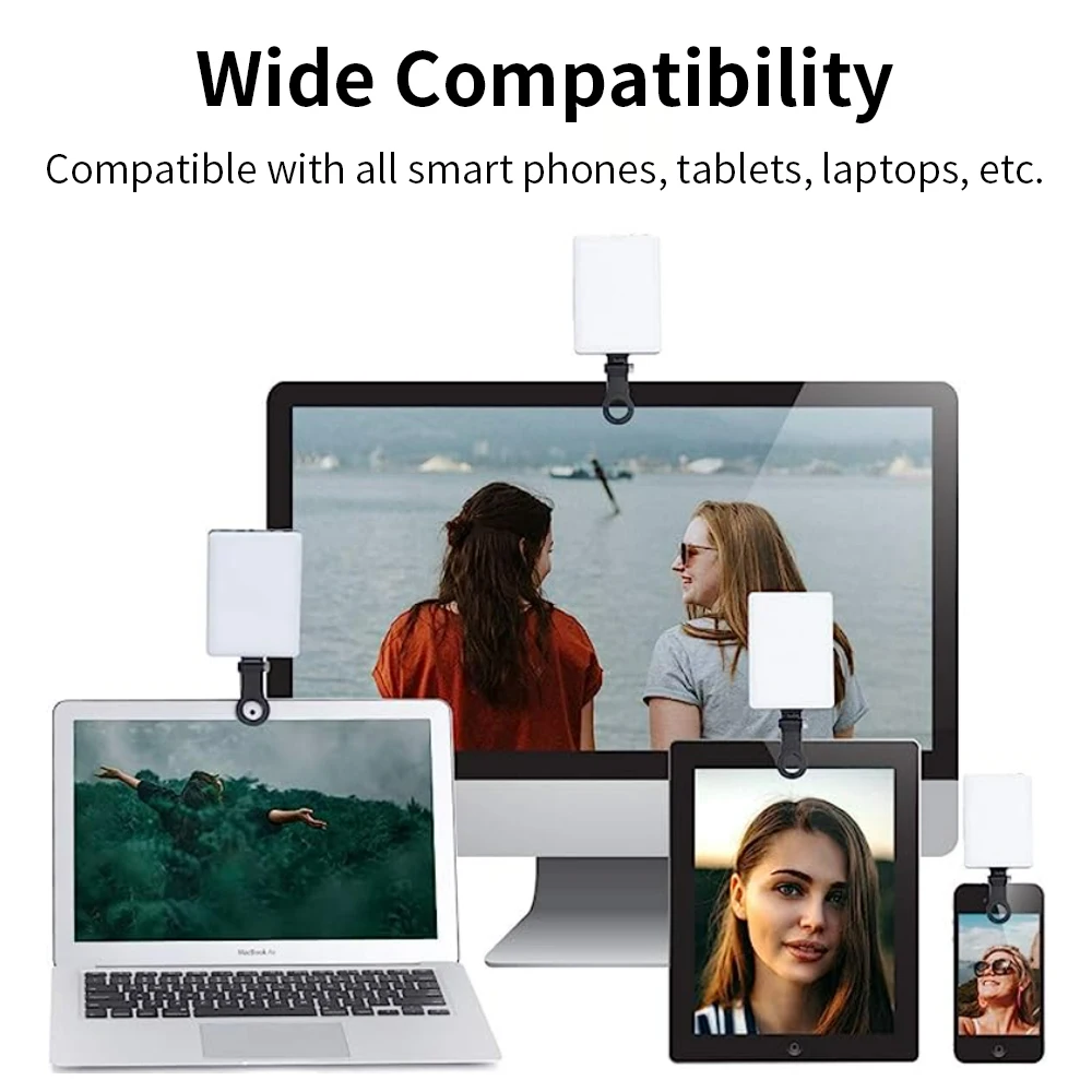 Luz para Selfie para teléfono inteligente, luz LED portátil para videoconferencia, Compatible con teléfono móvil, IPad, cámara para ordenador portátil - imagen 4