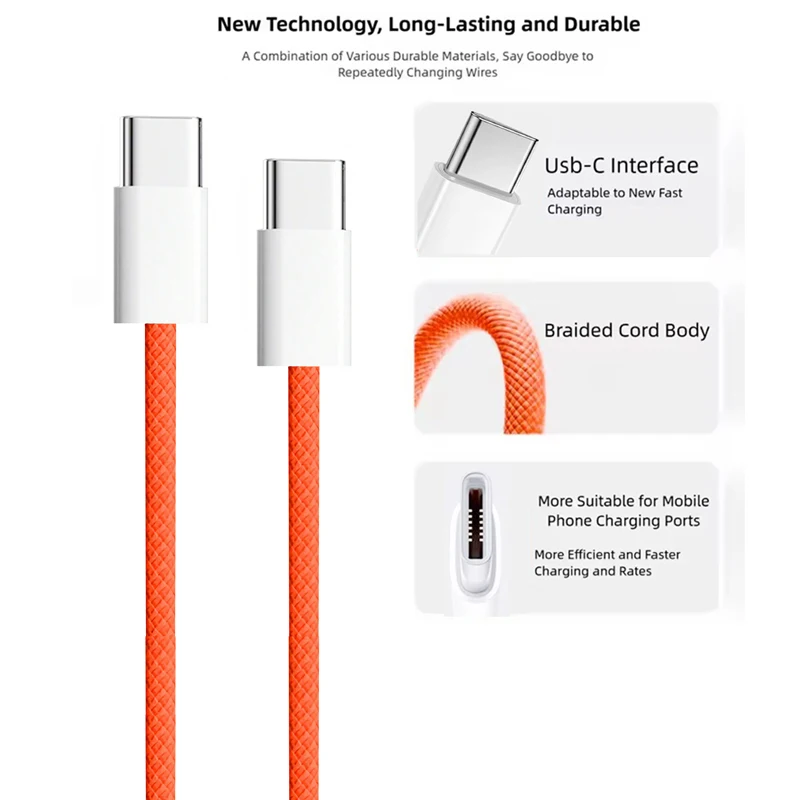 Cable de carga rápida PD de 60W USB C a USB C para Apple iPhone 17 16Pro Max/15/Plus cargador rápido tipo C Compatible con Xiaomi Sam - imagen 5