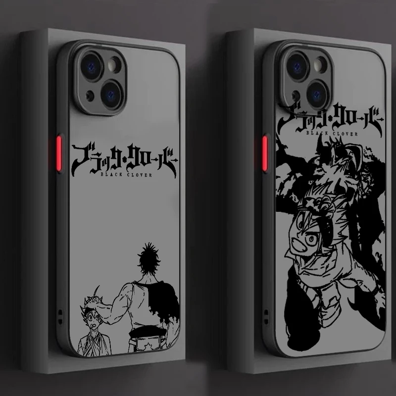 B-trevo negro lindo fresco esmerilado translúcido para Apple iPhone 15 14 13 12 11 XS XR X 8 7 SE Pro Max Plus Mini funda de teléfono mate