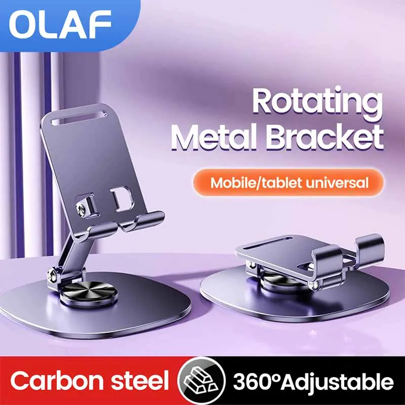 Soporte Universal para tableta con rotación de 360 grados, totalmente de aluminio y Metal, soporte plegable para teléfono de escritorio, soporte para teléfono perezoso para iPhone
