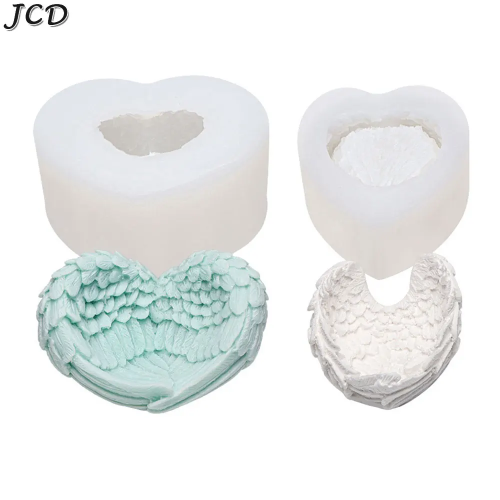 JCD-Molde de silicona con forma de ala de amor de Ángel, difusor de coche, piedra, adornos epoxi para oficina, portavelas, molde, suministros para fabricación de velas