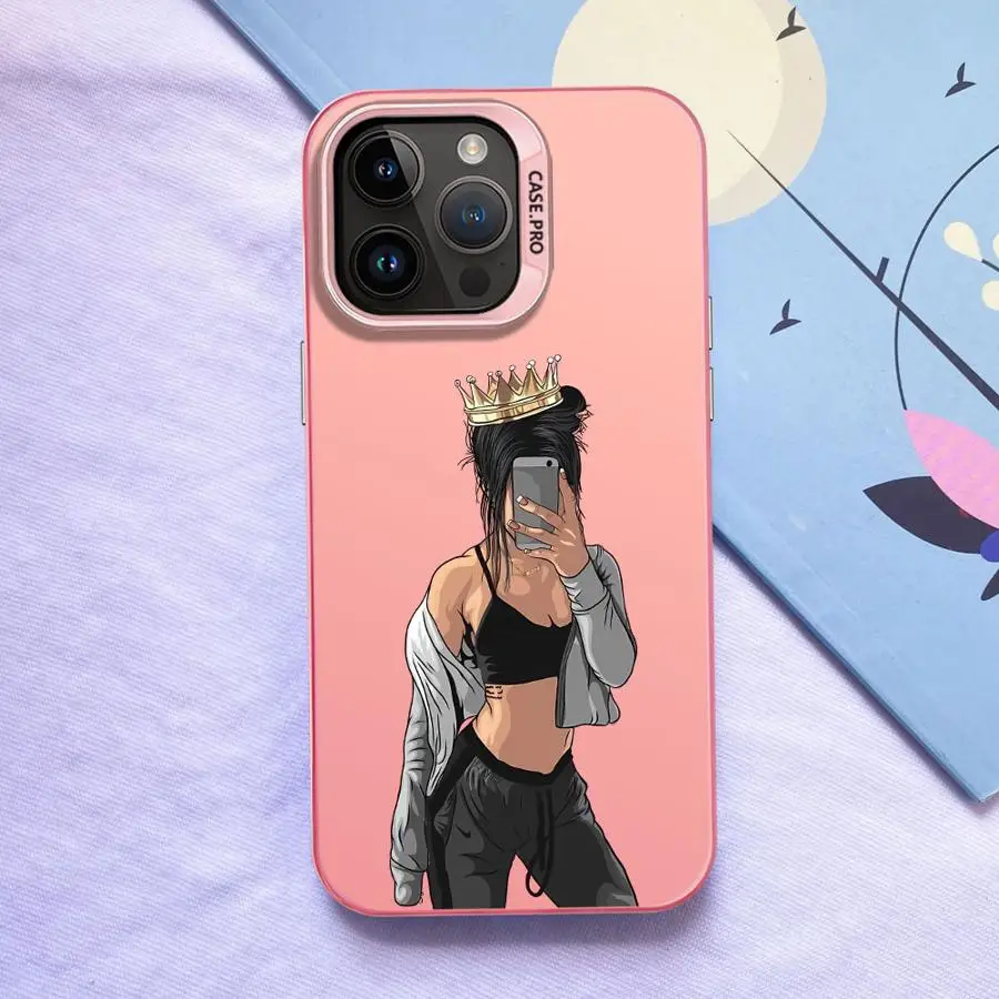 Funda trasera de teléfono con dibujos animados para mujer urbana para iPhone 14 16 17 Pro Max 11 17Air 13 15 Plus 16e XR XS 12 - imagen 3