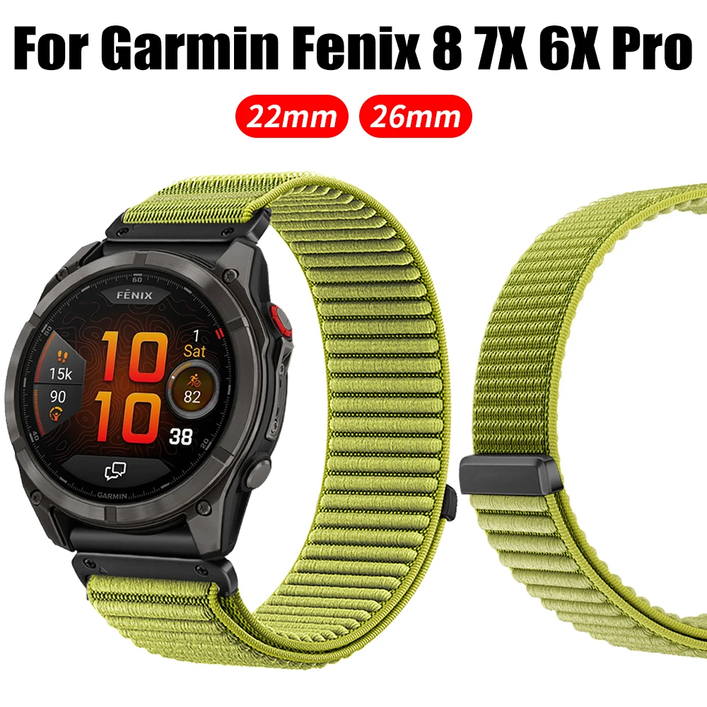 Correa deportiva de nailon QuickFit de 22mm y 26mm para Garmin Fenix 8 Pro 7/7X 47mm 51mm Fenix 6 6X/Enduro 3 Instinct 2X correas de reloj