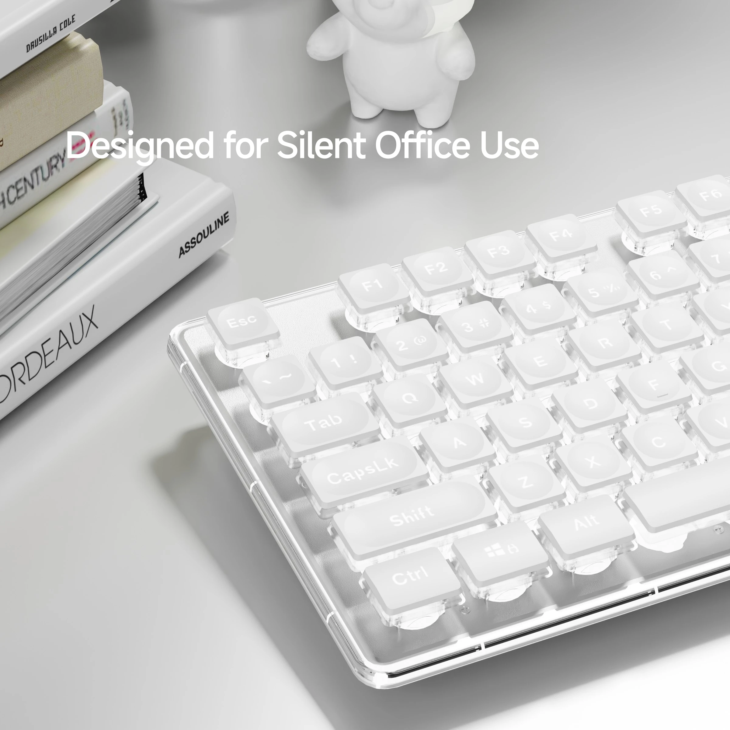 EWEADN Teclado silencioso de oficina con cable, retroiluminado blanco, USB de tamaño completo, panel totalmente metálico de 104 teclas, ergonómico, Windows/portátil/PC para juegos - imagen 4