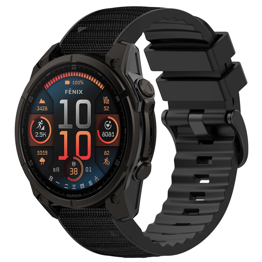 Correa QuickFit de 22 y 26mm para Garmin Epix Gen 2, pulsera de silicona de cuero Fenix 8 7 7XPro 6X Enduro 3 MARQ Mk3i/2, correa de goma de nailon - imagen 5