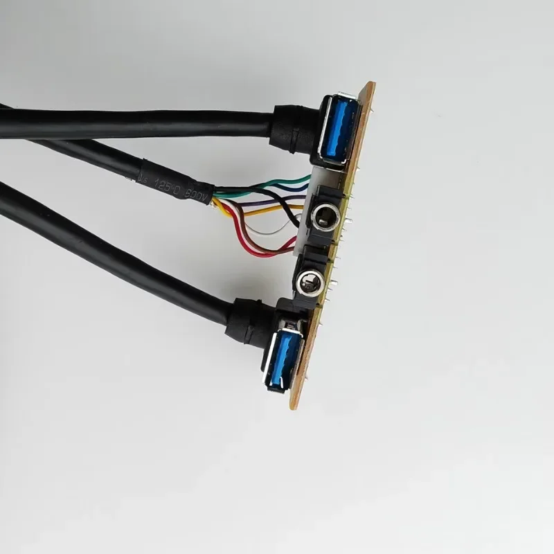 Adaptador de Audio HD Dual USB 3,0 de 19 pines, interfaz en ángulo de 90 grados, Cable de Panel frontal del chasis del ordenador, 72mm, 3,5mm - imagen 4