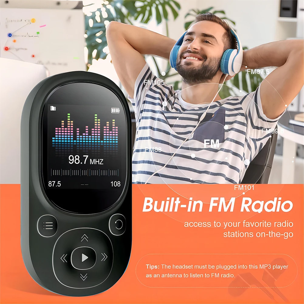 Reproductor de música Mp3 portátil BT 5.0 de 64 GB con radio FM Reproductor de MP3 con pantalla de 1,44 pulgadas compatible con tarjeta SD de hasta 128 GB - imagen 2