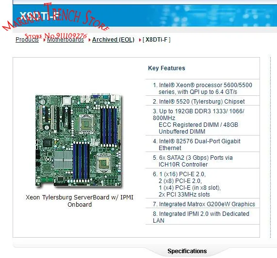 X8DTi-F para placa base Supermicro, procesador Xeon Dual de 1366 pines, serie 5600/5500 DDR3, IPMI 2,0 integrado con LAN dedicada - imagen 3
