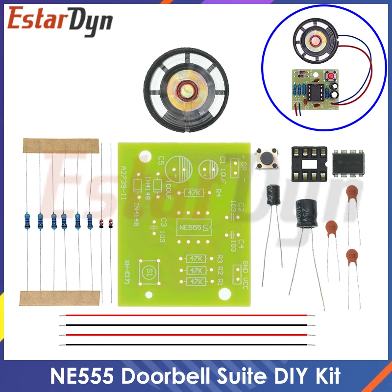 NE555 timbre Suite producción electrónica timbre Suite DIY Kit Ding dong timbre PCB laboratorio de soldadura