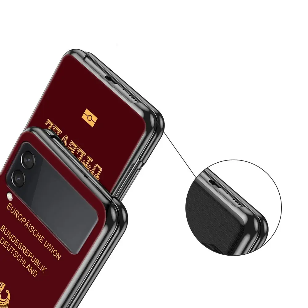 Para Samsung Galaxy Z Flip 3 4 5 duro negro plegable PC funda de teléfono Argelia Rusia pasaporte de lujo para Samsung Z Flip3 contraportada - imagen 4