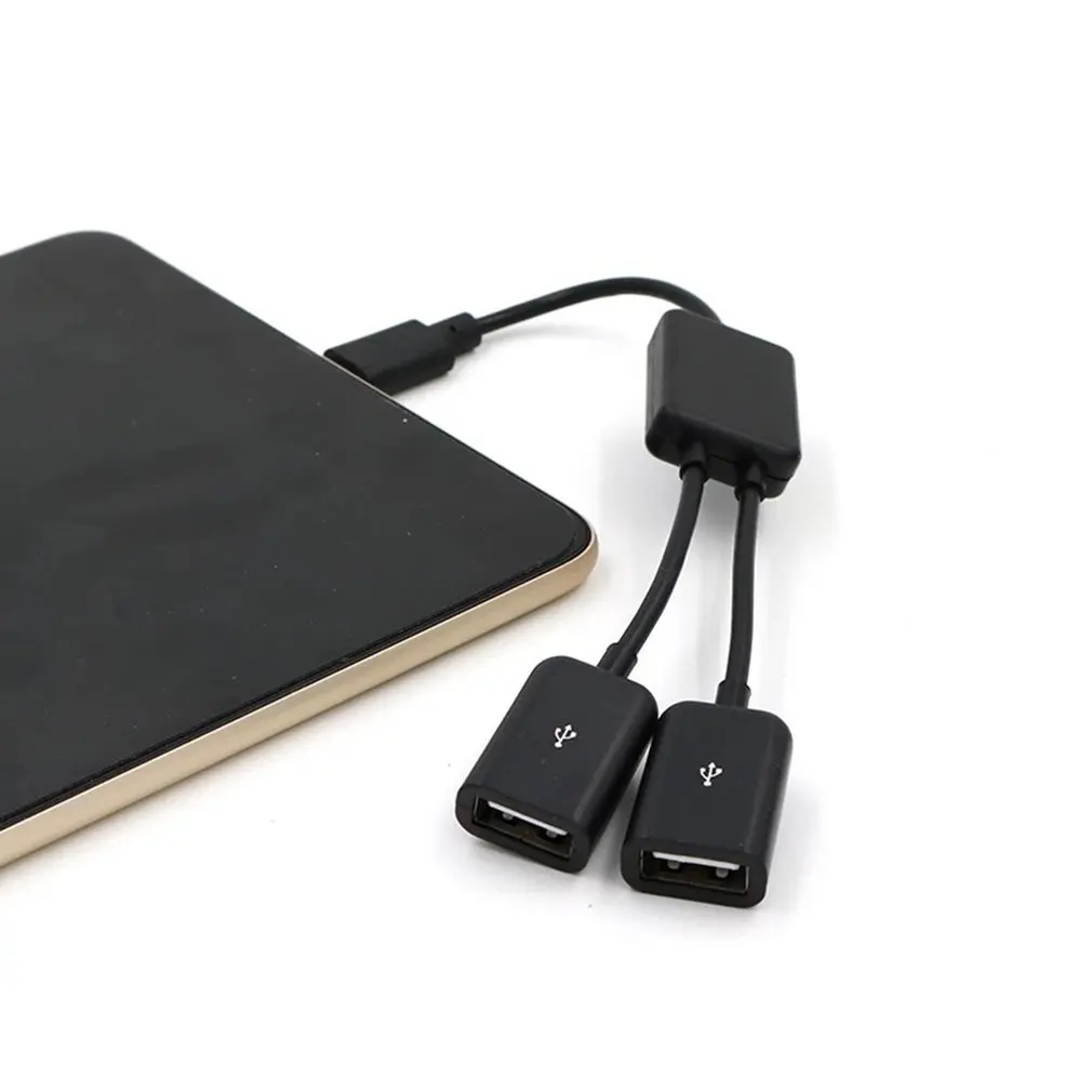 Nuevo 2 en 1 tipo C a 2 OTG Cable HUB de doble puerto divisor Y para tableta Android ratón teclado Micro-USB tipo C adaptador convertidor