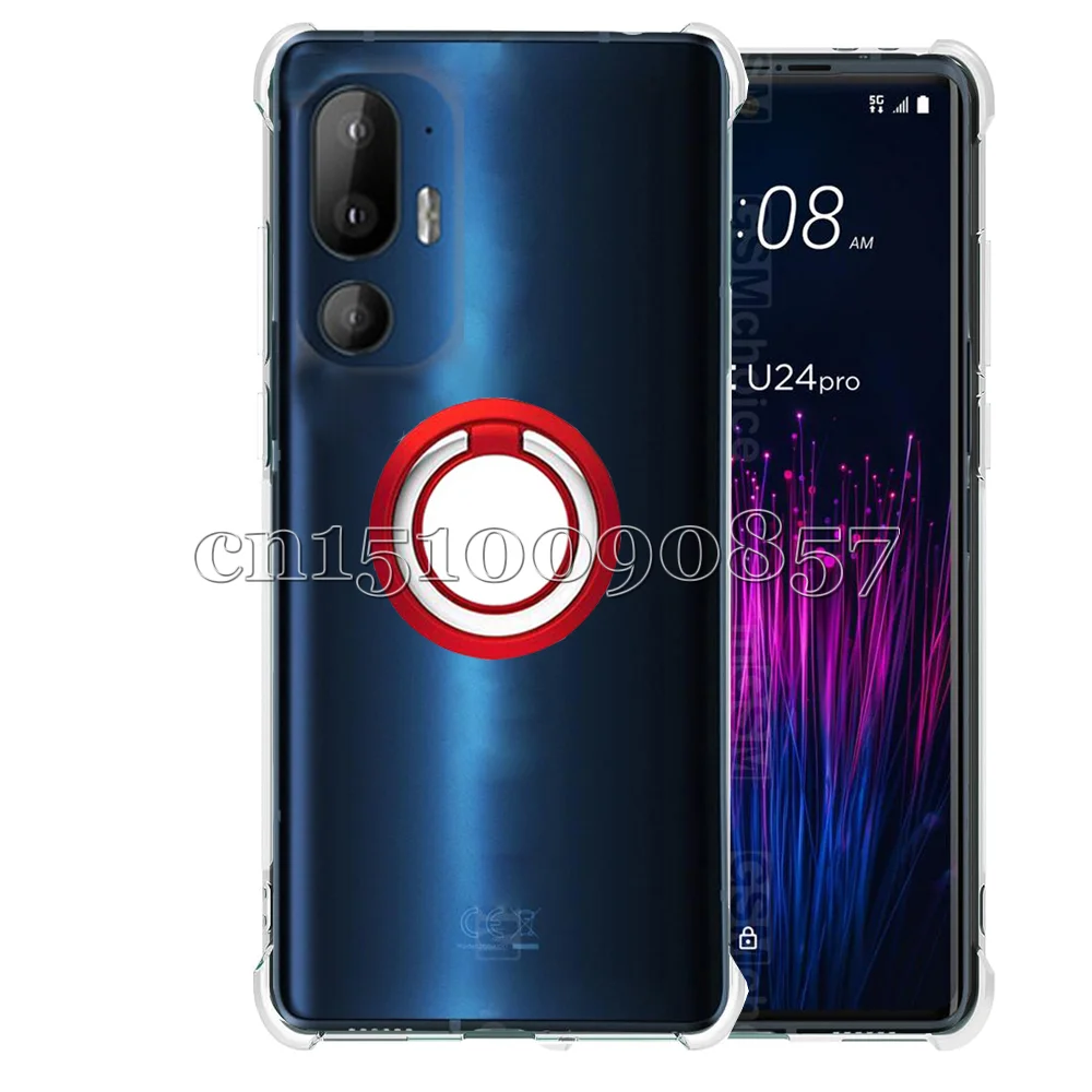 Soporte de anillo para HTC U24 Pro U24Pro, esquinas reforzadas, protección de cámara transparente, TPU suave, funda a prueba de golpes - imagen 3
