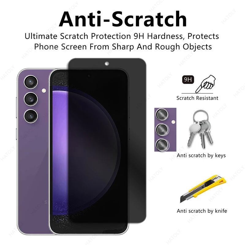 Protector de pantalla de privacidad para Samsung Galaxy S24 FE, vidrio para Samsung S24 FE, Protector de cámara de vidrio antiespía para Galaxy S24FE - imagen 2