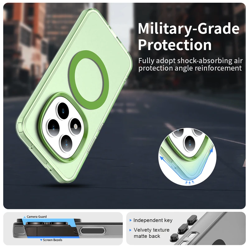 Para Xiaomi Redmi Note 15 Pro,15 Pro Plus 5G funda magnética ELVEV minimalista anticaída TPU duro PC mate translúcido cubierta de teléfono - imagen 5