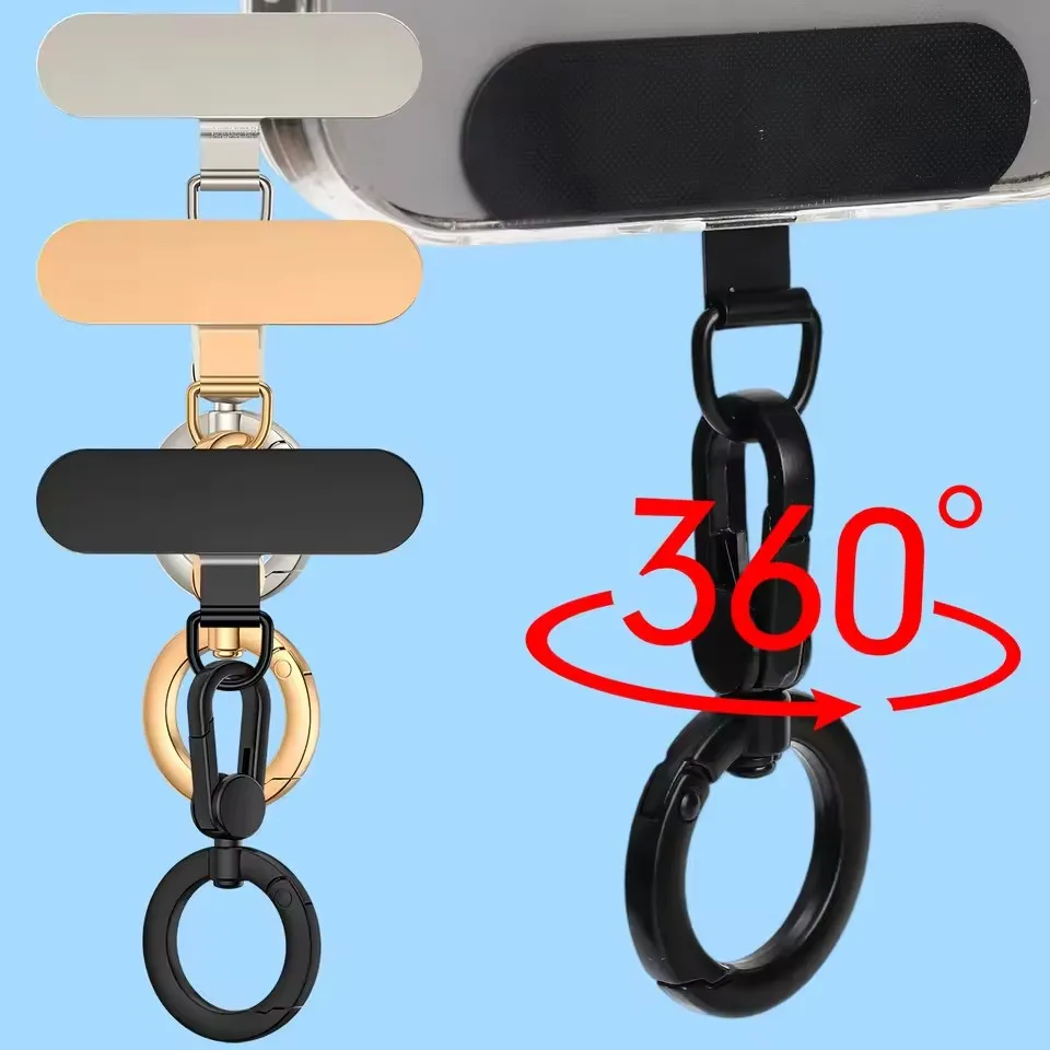 Pestaña de sujeción de teléfono de acero giratoria 360, gancho colgante, junta de parche de Metal, cordón para teléfono móvil, conector de seguridad, pieza, Clip de soporte de anillo - imagen 3