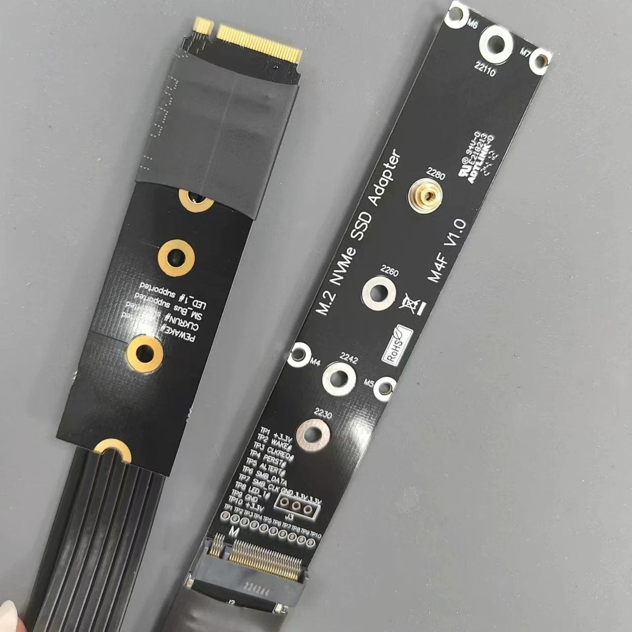 ADT-Link M.2 NVMe SSD extensor de Cable PCIe 4,0 X4 adaptador de llave M NVMe de velocidad completa compatible con M.2 NVME Ultra SSD GEN4 64Gbps - imagen 3