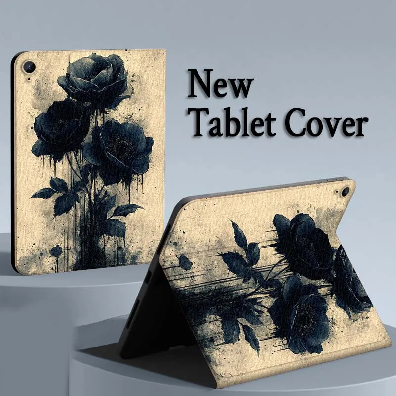 Arte negro flor mariposa para Samsung Galaxy Tab S11 S10 S9 S8 S7 S6 A10.1 A9 A8 A7 10,1 Lite FE Plus pulgadas funda para tableta