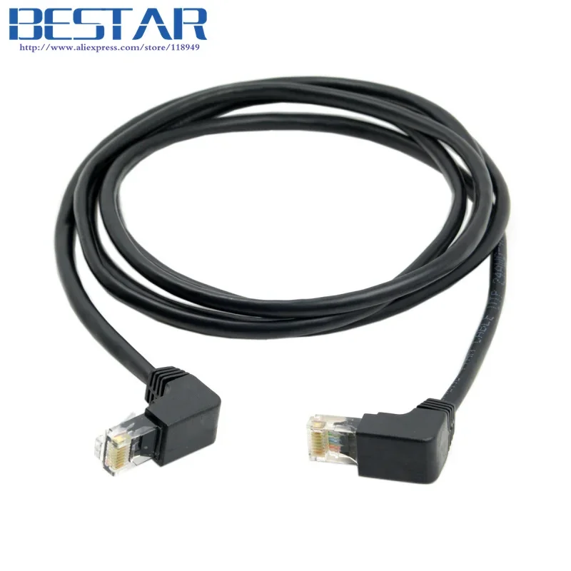 Angular hacia abajo 90 grados 8P8C FTP STP UTP Cat 5e macho a macho Lan Ethernet Cable de conexión de red 2m 6 pies
