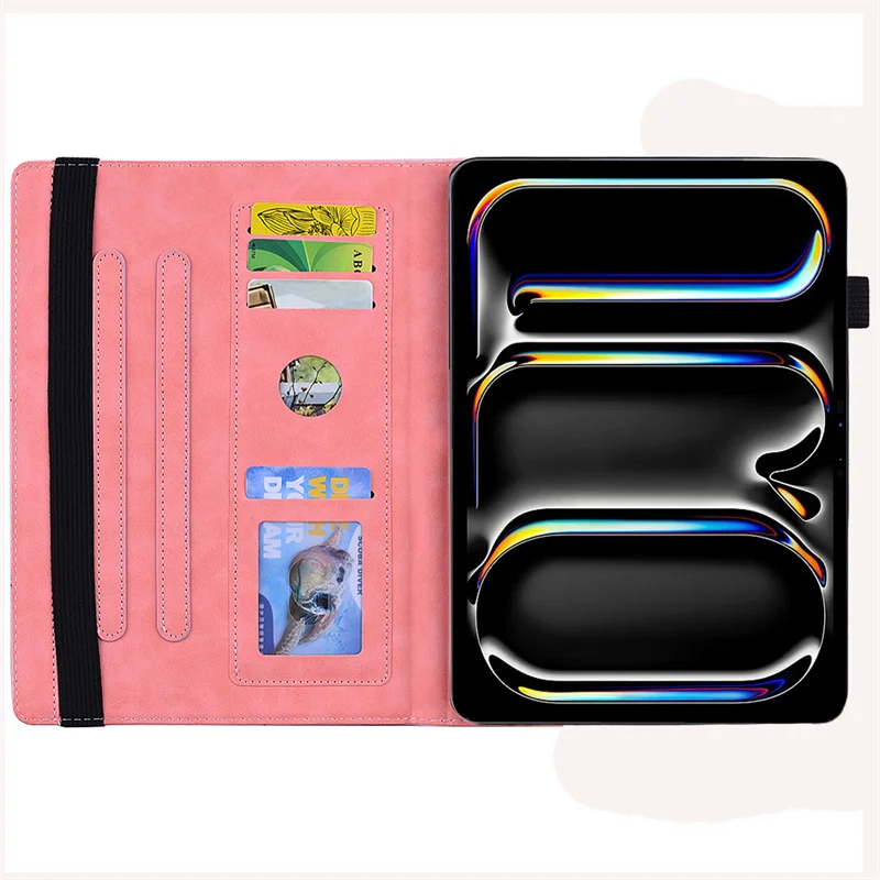 Funda con relieve de flores en 3D para iPad Air 13 2024, cubierta de libro de cuero PU M2, Funda para tableta de 13 pulgadas 2024 - imagen 4