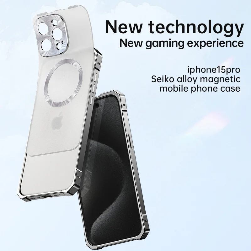 Funda magnética con marco de Metal de aleación de aluminio para iPhone 16 15 Pro Max, mate, transparente, carga inalámbrica Magsafe, cubierta a prueba de golpes - imagen 4