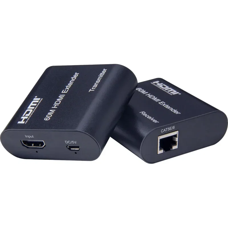 Extensor HDMI de 1080P y 60m sobre Cable Rj45 Cat5e Cat6, extensor Ethernet HDMI, convertidor de Audio y vídeo para DVD, portátil, PC a Monitor de TV - imagen 3