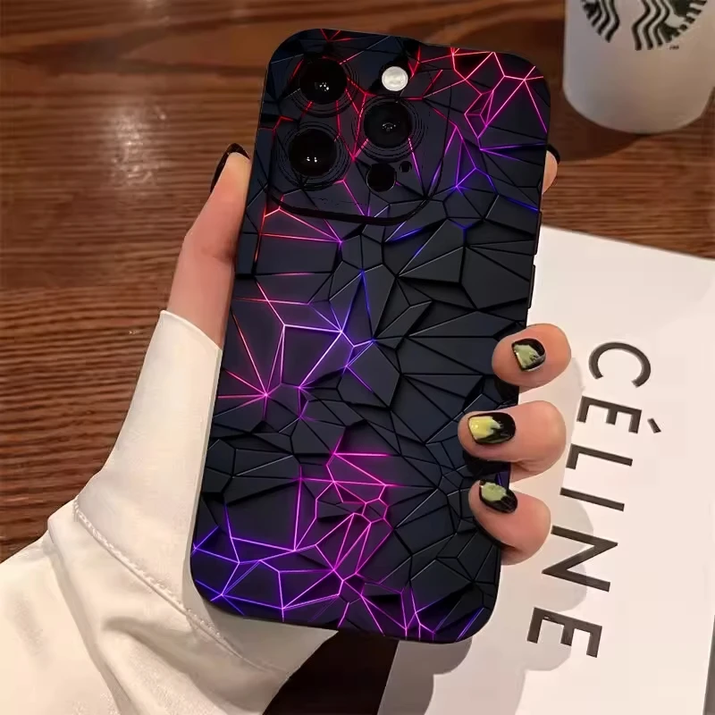 Funda de teléfono con diseño de línea geométrica abstracta para iPhone 17 Pro Max 16 15 Plus 14 13 12 11 17Air 16E 12mini XS XR, funda suave de silicona