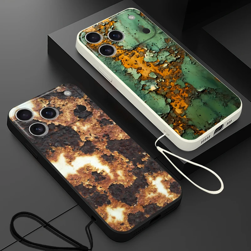 Funda con diseño de óxido Retro para iPhone 16e XR 16 14 15 Plus 7 8 11 12 13 Pro Max XS 17 Air Soft Cover